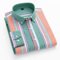Men's Mint Green Multicolor Striped Long Sleeve Shirt