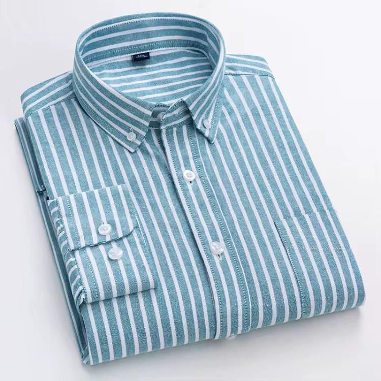 Men's Teal & White Striped Long Sleeve Shirt