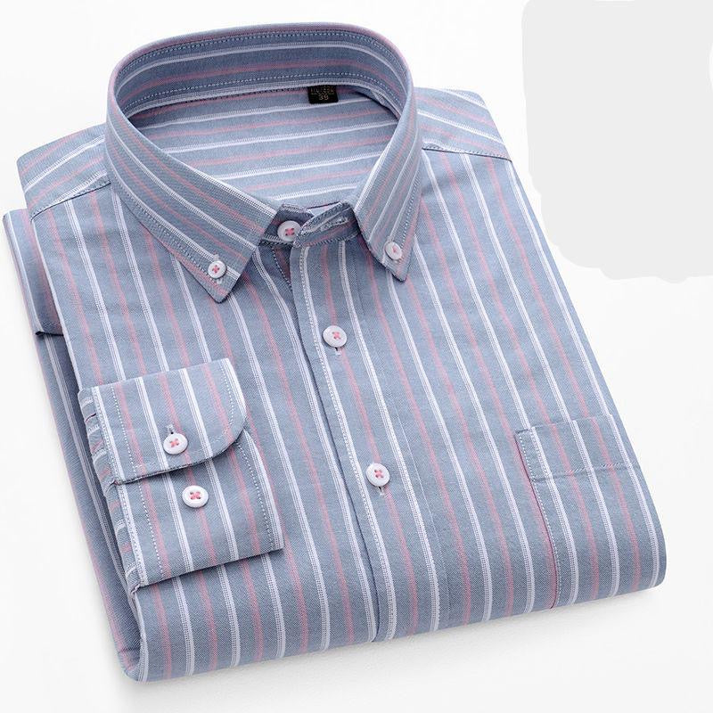 Men's Grey & Pink Striped Long Sleeve Shirt