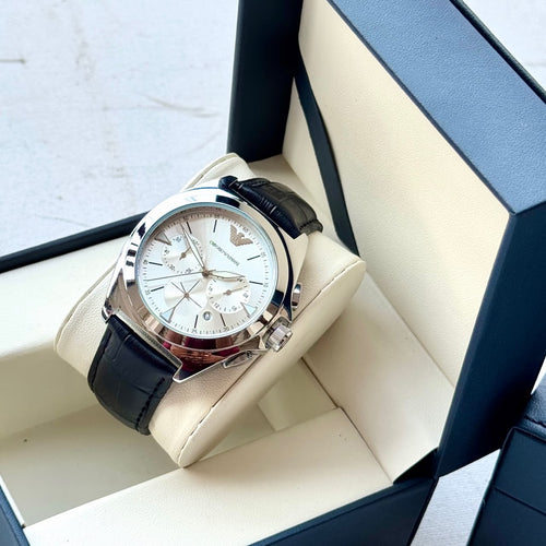 Men's Emporio Armani Chronograph Watch – Silver & White