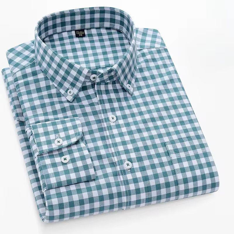 Men's Green Checkered Long Sleeve Shirt