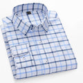 Men's White & Blue Plaid Long Sleeve Shirt