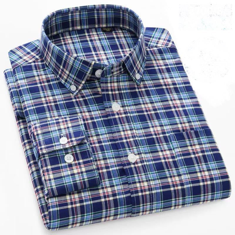 Men's Blue Pink Striped Oxford Shirt