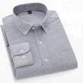 Men's Grey Solid Oxford Long Sleeve Shirt