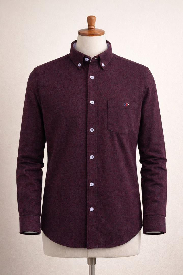 Men's Maroon Oxford Long Sleeve Shirt