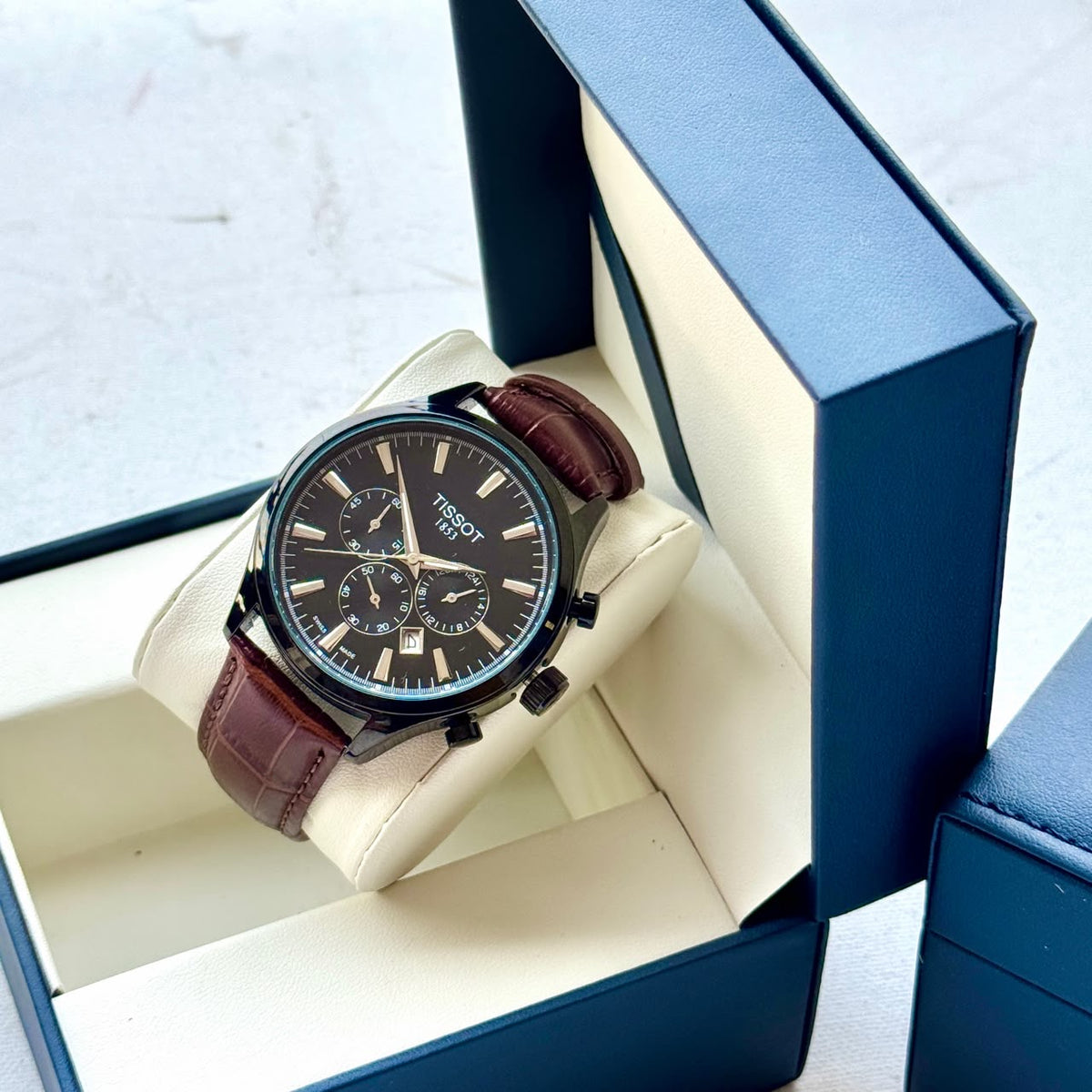 Men's Tissot 1853 Chronograph Watch – Black & Brown