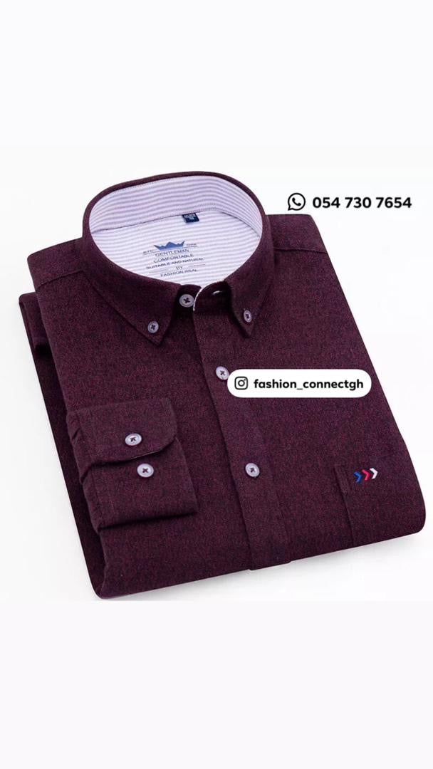 Men's Maroon Oxford Long Sleeve Shirt