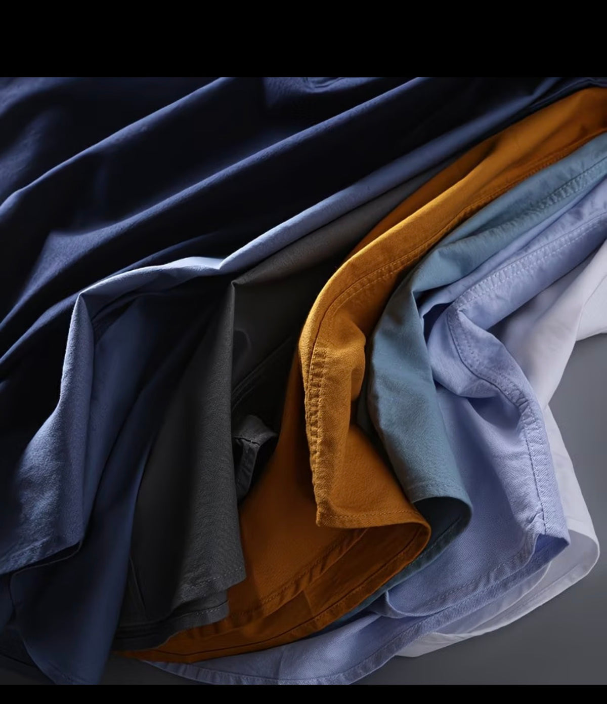 Men's Mist Blue Band Collar Long Sleeve Shirt
