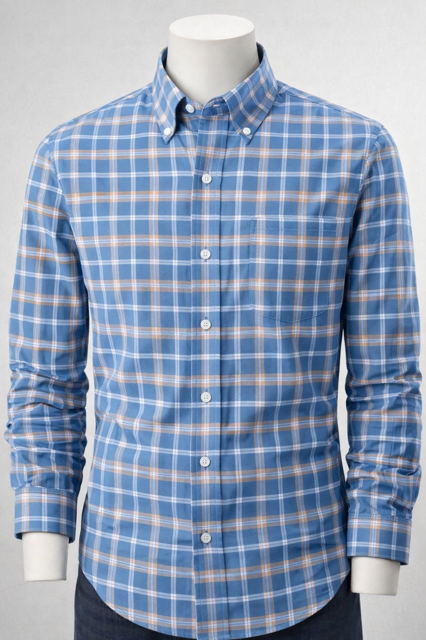 Men's Navy Blue Checked  Oxford Shirt