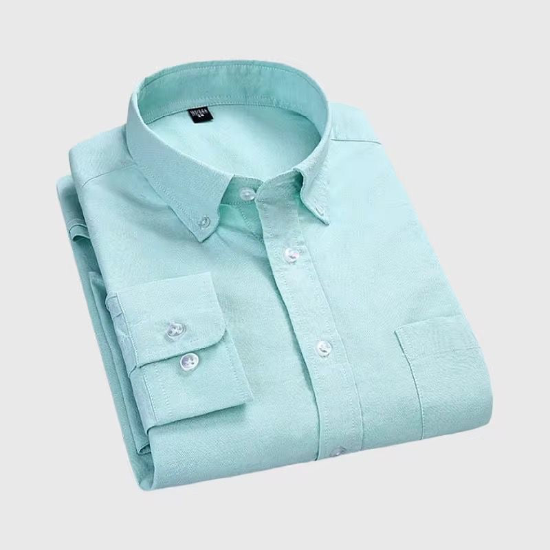 Men's Mint Green Solid Oxford Long Sleeve Shirt
