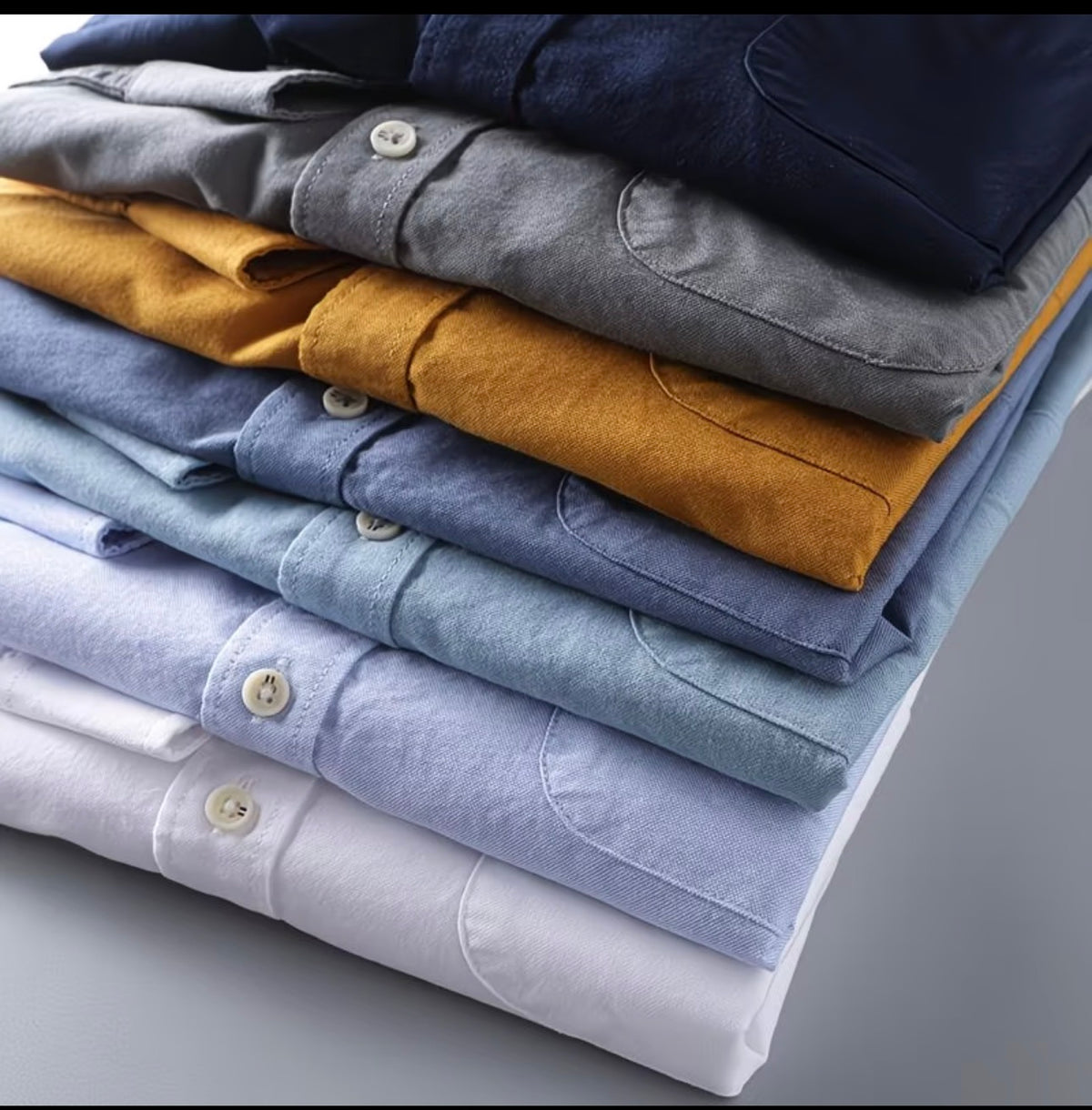 Men's Mist Blue Band Collar Long Sleeve Shirt