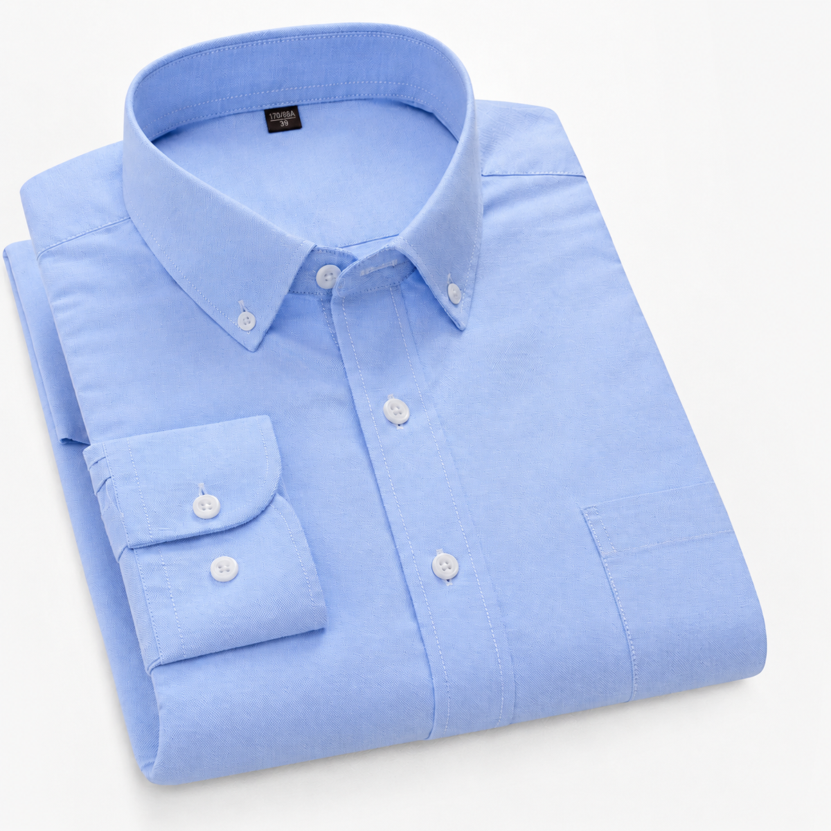 Men's Sky Blue Solid Oxford Long Sleeve Shirt