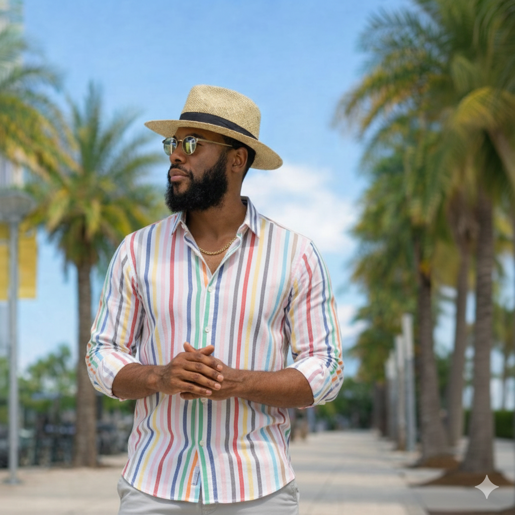 Men's Pastel Multicolor Striped Long Sleeve Shirt