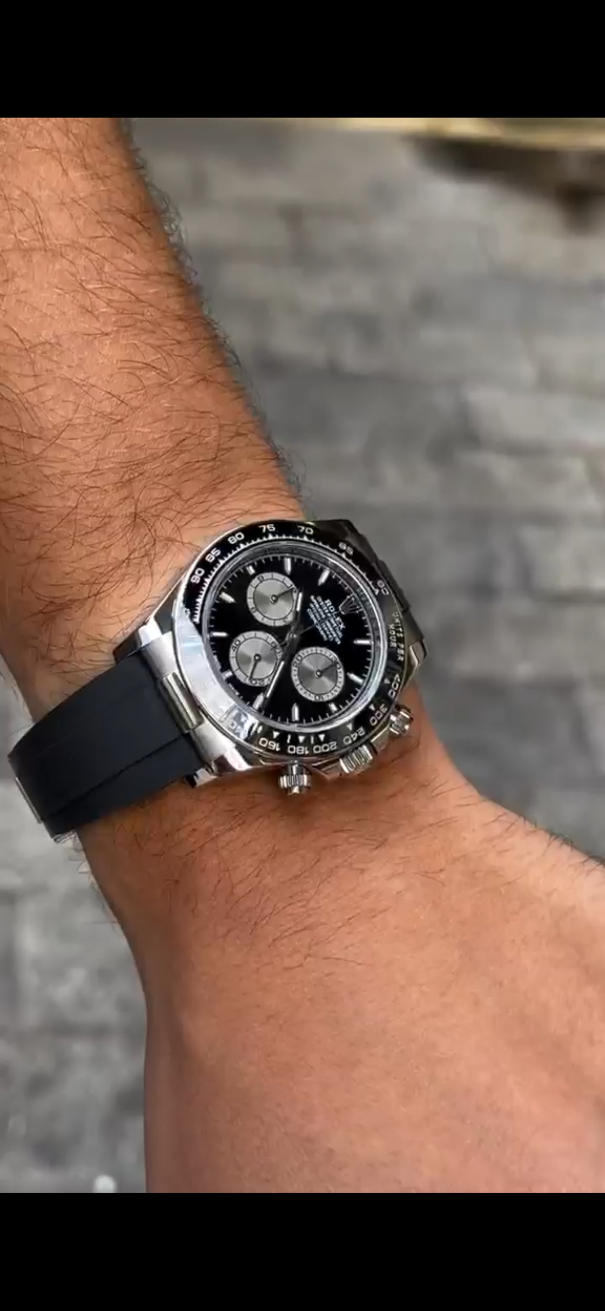Men's Rolex Daytona Chronograph Watch – White Gold & Black Dial