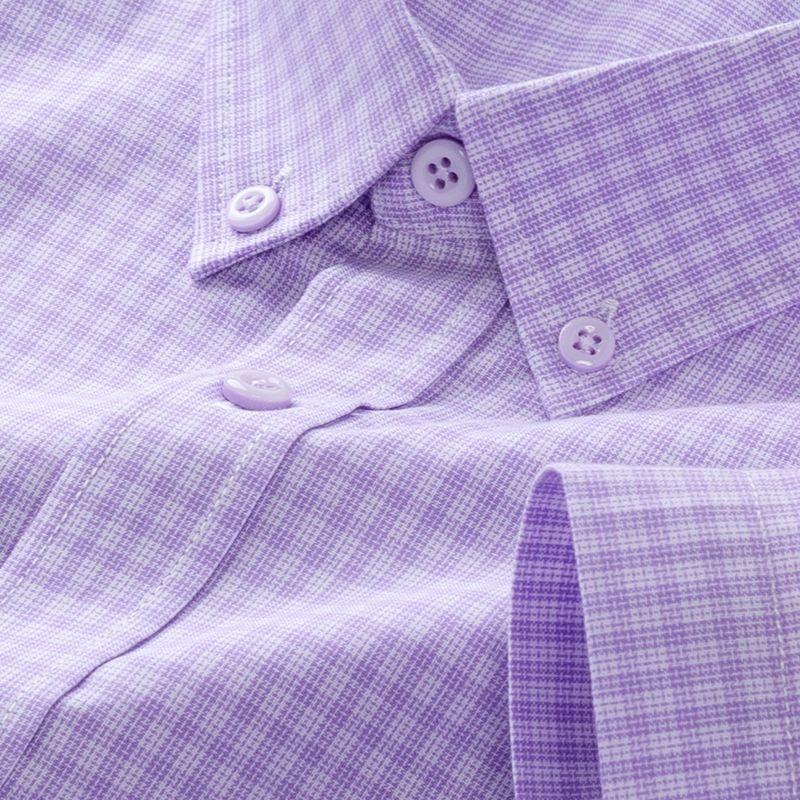 Men's Lavender & White Checkered Long Sleeve Shirt