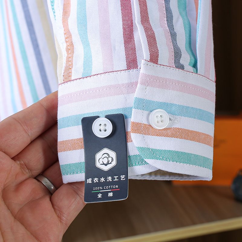 Men's Pastel Multicolor Striped Long Sleeve Shirt