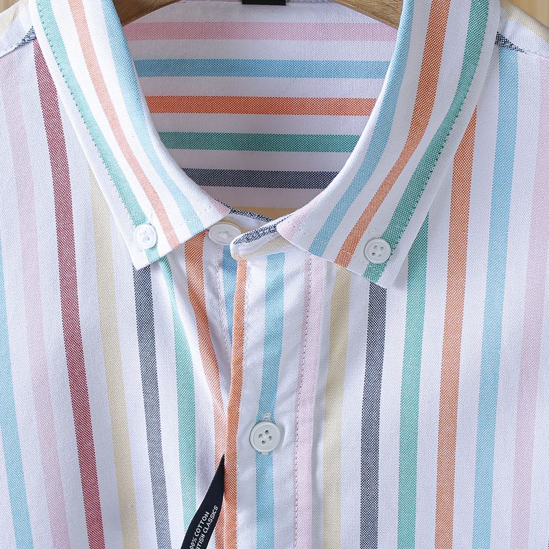 Men's Pastel Multicolor Striped Long Sleeve Shirt