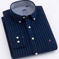 Men's Navy Blue Striped Long Sleeve Shirt