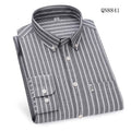 Men's Grey & White Striped Long Sleeve Shirt - QN8841