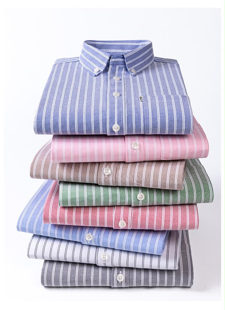 Men's Khaki & White Striped Long Sleeve Shirt