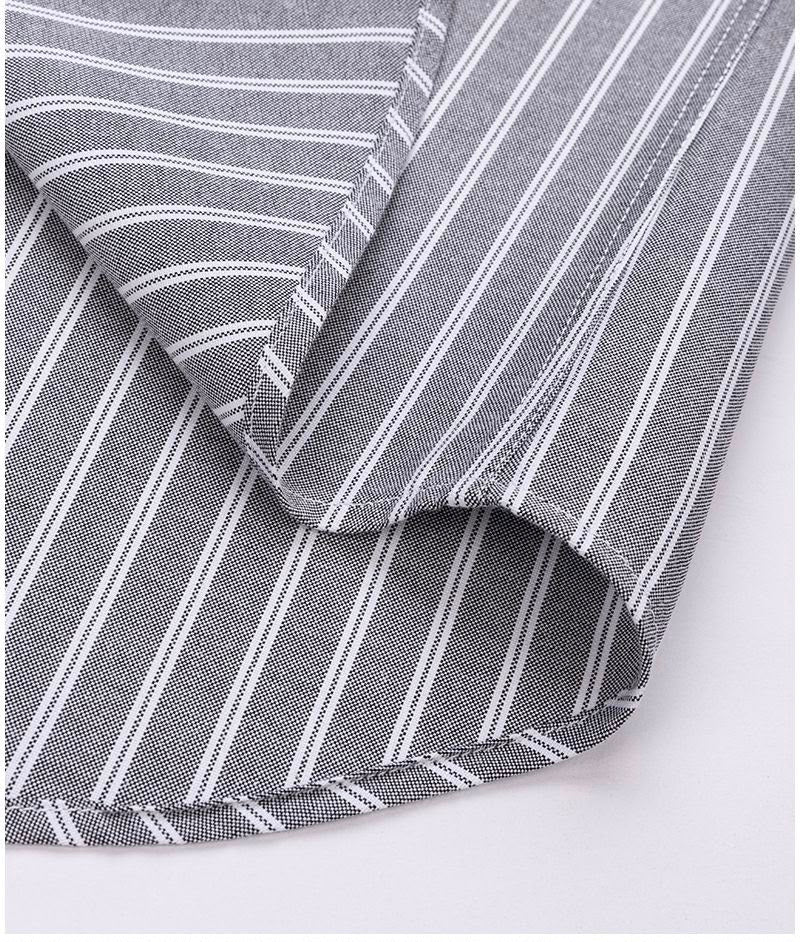Men's Grey & White Striped Long Sleeve Shirt