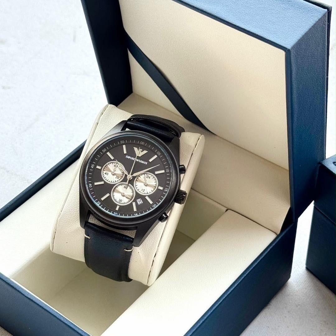 Men's Emporio Armani Chronograph Watch – All Black
