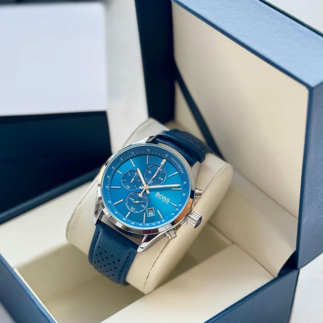 Men's Hugo Boss Chronograph Watch – Silver & Blue Dial