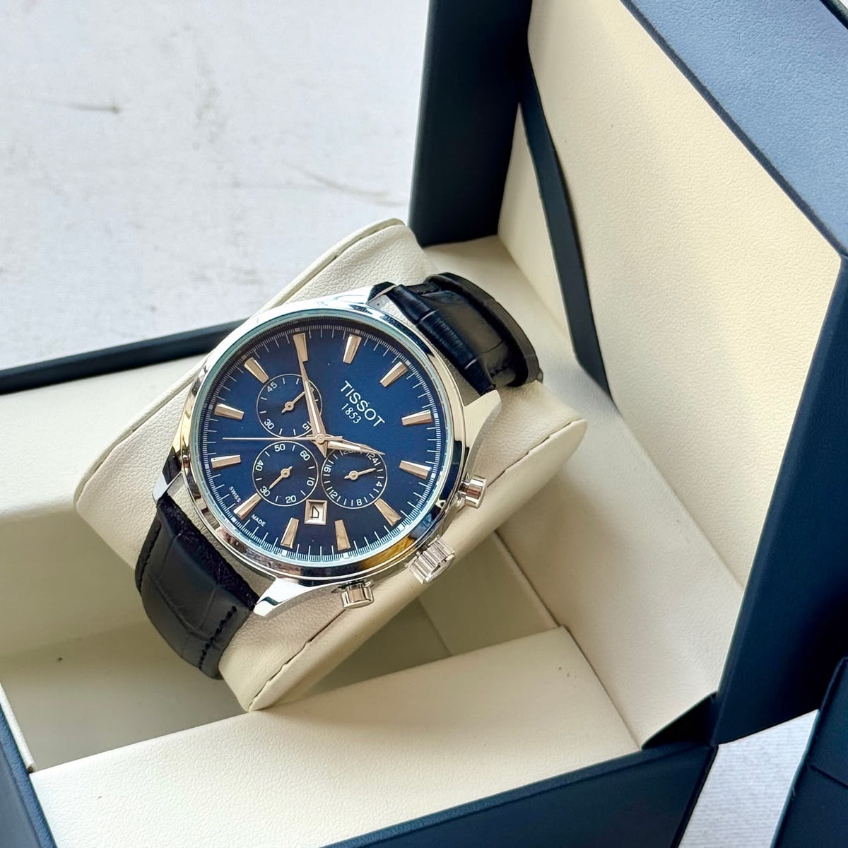 Men's Tissot 1853 Chronograph Watch – Silver & Blue Dial