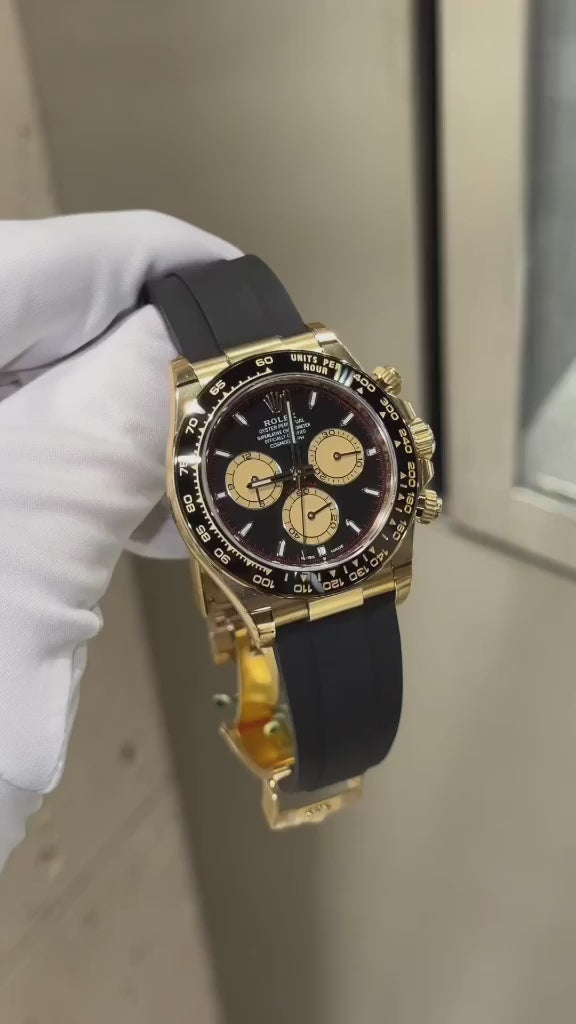 Men's Rolex Daytona Chronograph Watch – Yellow Gold & Black Dial